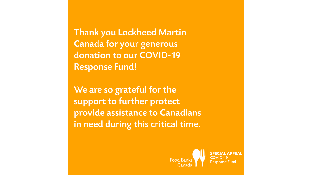 Lockheed Martin Canada Food Banks Donation Tweet